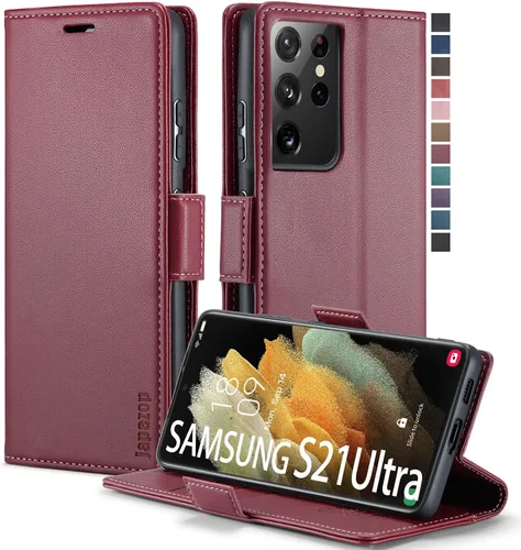 Vista 37 de Funda tipo cartera para Samsung Galaxy S21 5G con bloqueo RFID, color negro