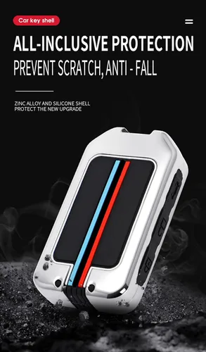 Vista 4 de KUNIO Funda protectora para llavero de automóvil XC40 XC60 S90 XC90 V90 T5 T6 T8, llavero de aleación de zinc y gel de sílice, 4 botones