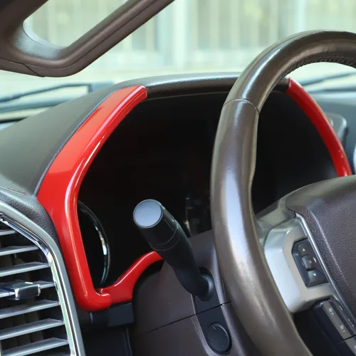 Vista 6 de Voodonala Moldura roja para tablero de instrumentos para Ford F150 F250 F350 Super Duty 2015, 2016, 2017, 2018, 2019, 2020 (rojo, 3 piezas)