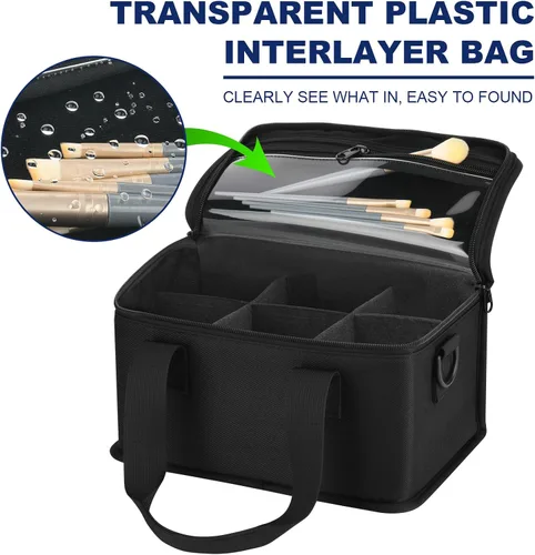 Vista 4 de Organizador de pintura acrílica, bolsa con asa y correa para el hombro para almacenamiento de pintura para manualidades, almacenamiento de pintura
