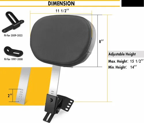 Vista 4 de Kit personalizado de respaldo ajustable para conductor y pasajero enchufable para Harley Electra Glides 1997-2026, hecho para modelos Touring Road
