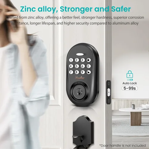 Vista 3 de Cerradura de puerta de entrada sin llave, cerradura inteligente con teclado para puerta delantera, código de teclado electrónico con bloqueo
