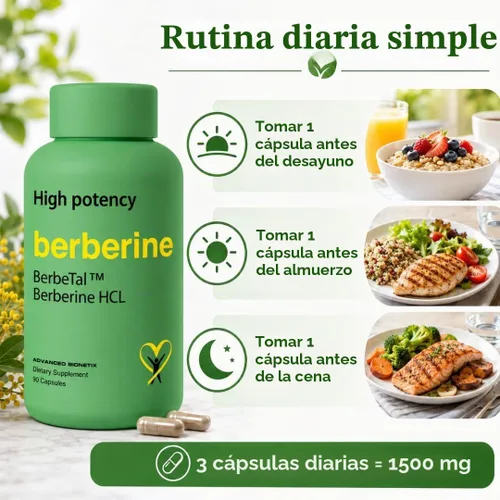 Vista 6 de Advanced Bionetix Suplemento de berberina micronizada de biodisponibilidad avanzada de 1500 mg All Natural w/BerbeTal™ Support. 90 cápsulas totales