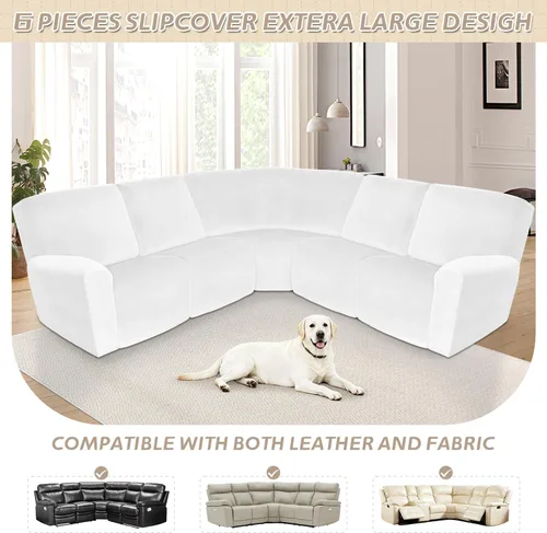 Vista 252 de Arfntevss Fundas de sofá seccional reclinable de terciopelo, Funda de sofá seccional de esquina para sofá reclinable, Funda elástica suave