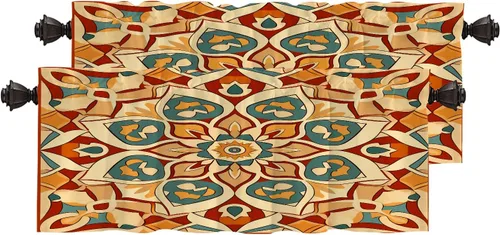 Vista 112 de Cortinas opacas de poliéster multicapa marrón con diseño de bosque natural, 2 unidades, 26 x 24 pulgadas