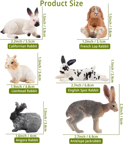 Vista 5 de Toymany 12 figuras de conejo de Pascua para niños, figuras de conejo, juguete de animales de granja para decoración de pasteles, recuerdos de fiesta