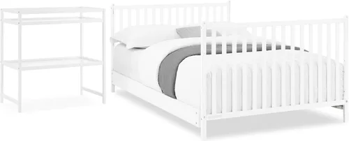 Vista 14 de Delta Children Ruby - Juego de 2 piezas para cuna convertible y cambiador 6 en 1, certificado Greenguard Gold, blanco bianca