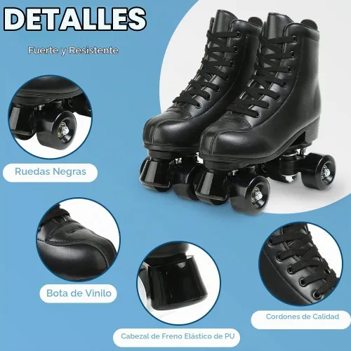 Vista 4 de Gets Patines de ruedas para mujer, ruedas iluminadas, de cuero artificial, ajustables, de doble fila, 4 ruedas, patines brillantes para adolescentes