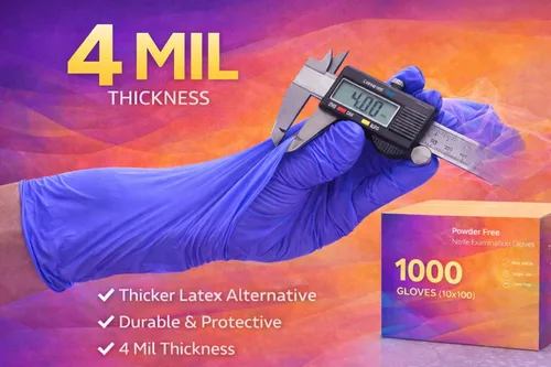 Vista 2 de AroCare Examination Nitrile Gloves, Disposable, Powder-Free, Latex-Free, Multi-Purpose Protective Gloves for Medical