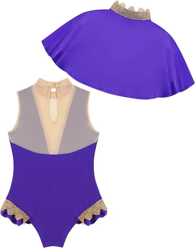 Vista 6 de JEATHA Disfraz de espectáculo de trapecio de circo para niñas y niñas capa superior con leotardo para Halloween fiesta de cosplay