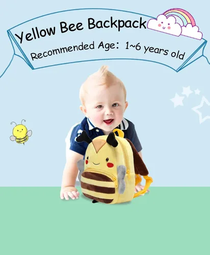 Vista 2 de KASQO - Mochila para niños y niñas mochila para niños pequeña y linda mochila de felpa suave para niños de 1 a 6 años