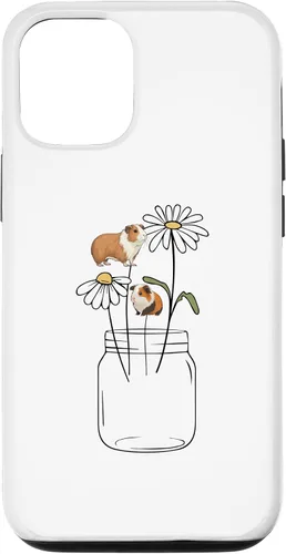 Vista 4 de iPhone 12 mini linda mamá conejillo de indias, funda de flores de conejillo de indias