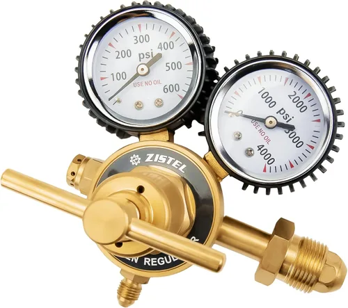Vista 10 de Regulador de nitrógeno con manguera de 6.6 pies, 0-800 PSI, entrada CGA580