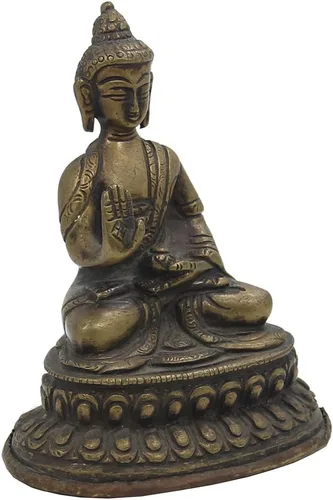 Vista 3 de DharmaObjects Buda tibetano meditador de latón acabado antiguo (Buda bendición)