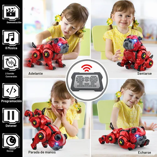 Vista 4 de Lterfear Robot Perro para Niños, Robot de Control Remoto Recargable Programable Robo Perro con Función de Cantar, Bailar, Tocar, Juguetes Robóticos