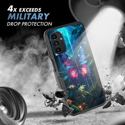 Vista 579 de Funda para Galaxy A14 5G, resistente de doble capa híbrida de policarbonato duro, goma suave, a prueba de golpes, funda protectora resistente