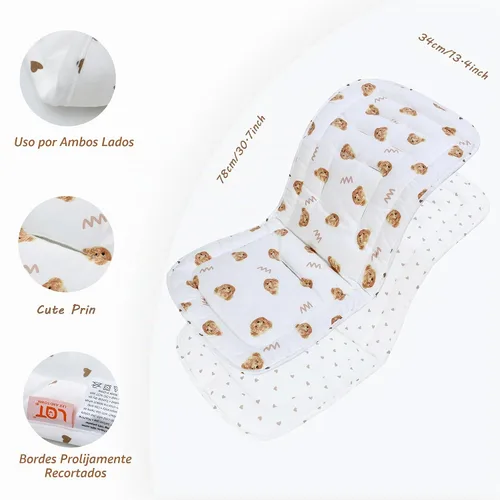 Vista 3 de Cojín para cochecito de bebé, inserto de asiento de automóvil infantil - reversible, universal, transpirable y suave, alfombrilla para cochecito