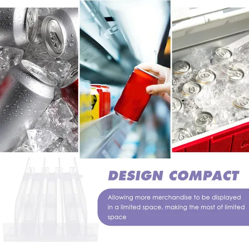 Vista 8 de Zerodeko Dispensador de bebidas para nevera: 3 unids Organizador de latas de soda autoempujante para refrigerador Empujador de bebidas ajustable