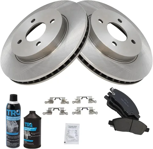 Vista 2 de TRQ Kit de pastillas de freno delantero y rotor, kit químico de freno, pastillas de freno de cerámica compatible con Nissan Versa 2012-2018 Versa