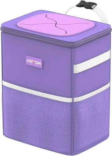 Vista 15 de HOTOR - Organizador de auto con tapa y bolsillos de almacenamiento, 100 % a prueba de fugas, resistente al agua, cubo de basura para autos Negro