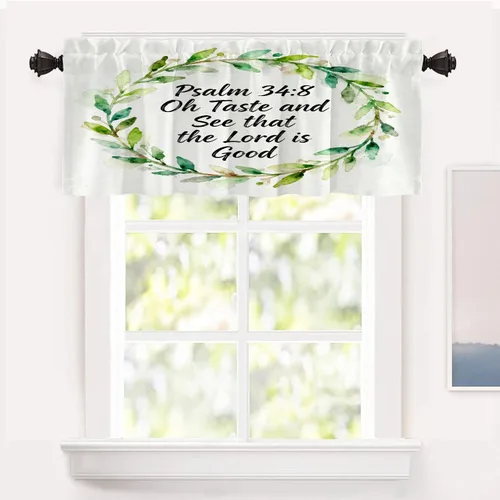 Vista 110 de Shrahala Cortinas blancas S inspiradoras para ventanas de cocina, cortinas negras con palabras cristianas para cafetería, cortinas opacas