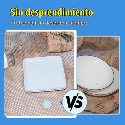 Vista 3 de Rollo de papel de embalaje de panal de abeja de 12 pulgadas x 295 pies con calcomanías frágiles, envoltura acolchada biodegradable para mudanza