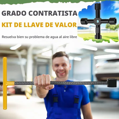 Vista 6 de Winisok - Llave de medidor de agua de 17 pulgadas con llave de utilidades multifuncional de 4 vías, llave de apagado de agua con refuerzo