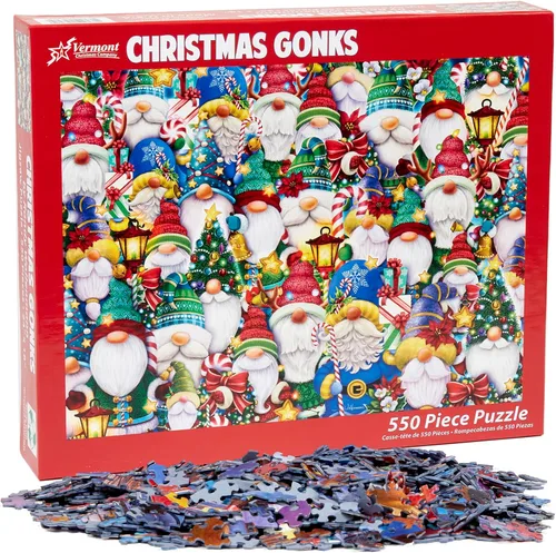 Vista 4 de Vermont Christmas Company Christmas Gonks - Rompecabezas de 550 piezas