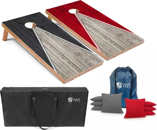 Vista 38 de Tailgating Pros Juego de tablero de Cornhole ligero con diseño piramidal con bolsas de frijoles y estuche de transporte, juego de cornhole