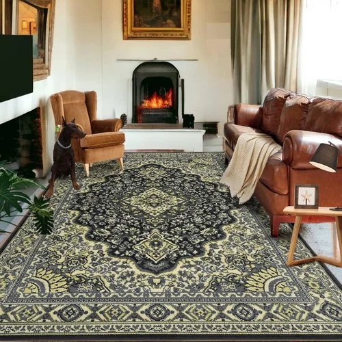 Vista 11 de Fashionwu Alfombra larga para pasillo, alfombra floral que no desprende pelusa, alfombra grande oriental envejecida, larga para baño, sala de estar