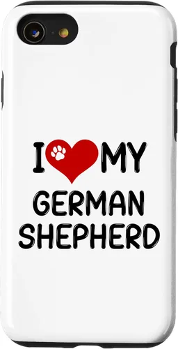 Vista 18 de I Love My German Shepherd Pet Dog Breed Retro Heart Case for iPhone 17