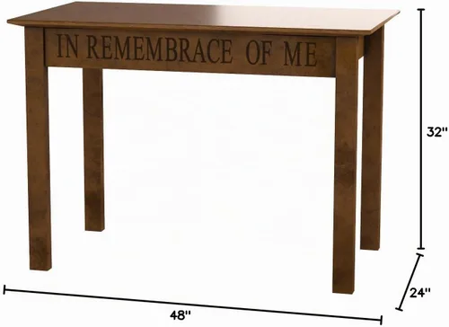 Vista 2 de Mesa de comunión de madera maciza con acabado de nogal en recuerdo de mí, 48 pulgadas
