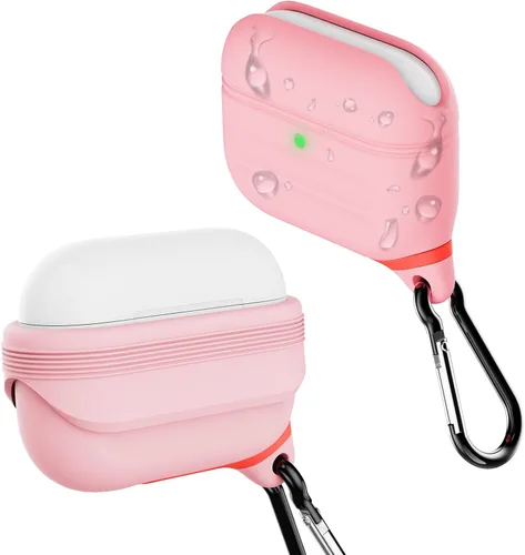 Vista 10 de HALLEAST Funda impermeable para AirPods Pro 3, LED frontal visible y compatible con carga inalámbrica, funda protectora de silicona compatible