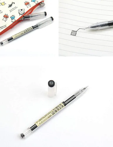 Vista 7 de sencoo Paquete de 5 bolígrafos de tinta de gel color negro líquido de 0.014 in ultra fino para oficina y escuela de papelería