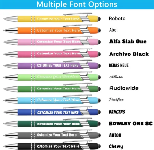 Vista 4 de Kingluu 24 unidades de bolígrafos personalizados con lápiz óptico, escritura suave, tinta negra, bolígrafos personalizados con su nombre, logotipo