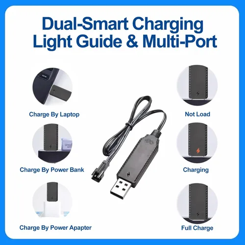 Vista 4 de Batería de iones de litio de 3.7V 800mah con cargadores USB SM-2P enchufe RC batería recargable compatible