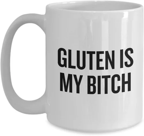 Vista 3 de realpeoplegoods Taza divertida sin gluten, regalo de dieta sin gluten, gluten es mi perra, conciencia celíaca, taza de gluten