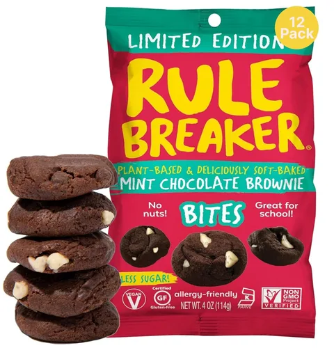 Vista 8 de Rule Breaker - Galletas veganas, sin gluten, sin nueces, hipoalergénicas, Kosher, envueltas individualmente, 1.9 oz, aperitivos