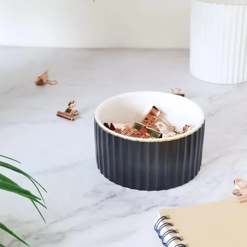 Vista 2 de CROWNOS Soporte de clip de papel para escritorio, soporte de clip de cerámica, organizador dispensador de clips de papel de escritorio de oficina