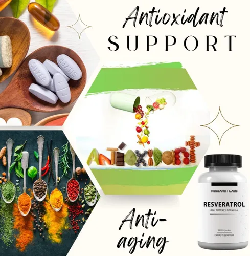 Vista 3 de Research Labs Suplemento de resveratrol micronizado de potencia 2 Fer 1 Ad - 1200 mg por 2 cápsulas, 120 en total - Potente suplemento antioxidante