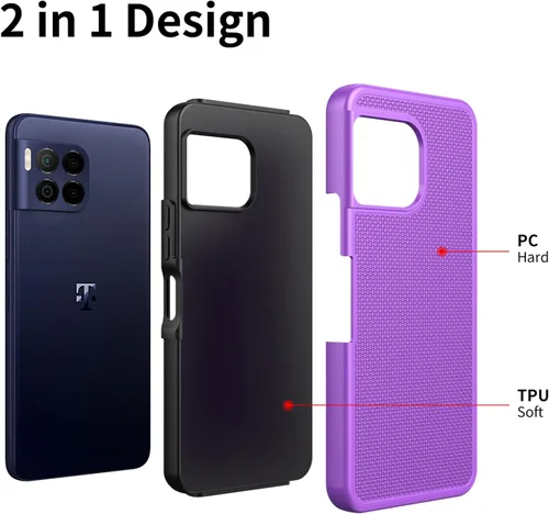 Vista 6 de Ailiber Funda para TMobile Revvl 7 Pro 5G, con protector de pantalla, doble capa de protección a prueba de golpes, parachoques de silicona