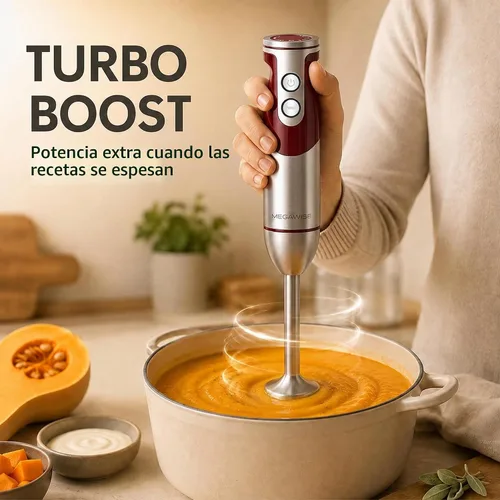 Vista 5 de MegaWise Juego de batidora de mano 3 en 1 con control de velocidad variable, licuadora de inmersión de 400W - Incluye batidor, espumador de leche