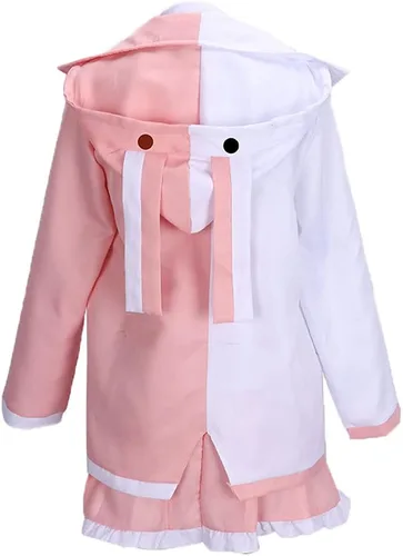Vista 3 de Monomi Disfraz de conejito con capucha y vestido Monokuma Rosa Blanco Conejo Chaqueta con capucha