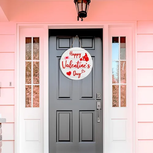 Vista 5 de Letrero de madera 3D de bienvenida para el día de San Valentín, decoración del hogar para porche de granja (estilo rojo y rosa 1)
