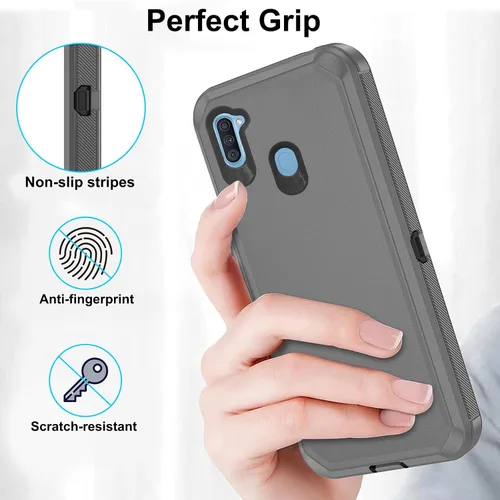 Vista 5 de Asuwish Funda de teléfono para Samsung Galaxy A11/M11 con protector de pantalla de vidrio templado y cubierta para celda, híbrida, resistente, a