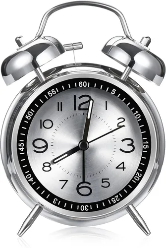 Vista 2 de Cadmos Reloj despertador con alarma fuerte para personas que duermen profundamente, diseño retro de 10 cm, silencioso, sin tic-tac, de cuarzo