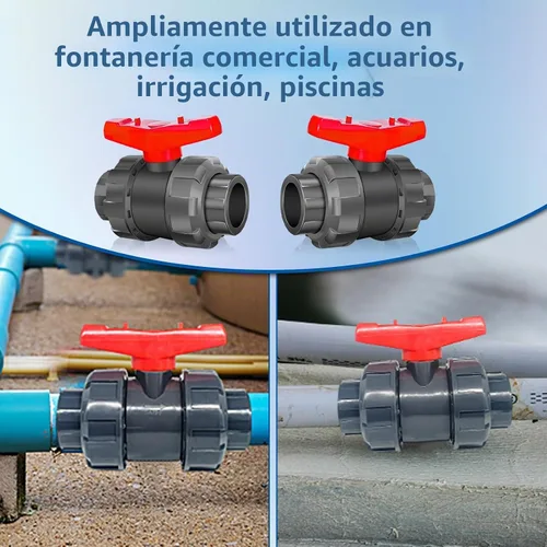 Vista 7 de Boltigen 1" PVC True Union válvula de bola, válvula de cierre de puerto completo