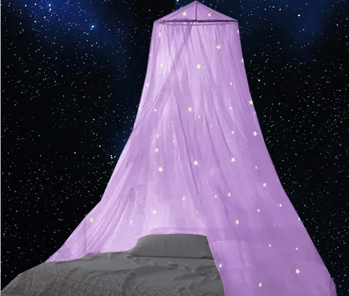 Vista 8 de BCBYou Mosquitera con estrellas fluorescentes que brillan en la oscuridad para bebés, niños y adultos, para cubrir la cuna, cama infantil, cama