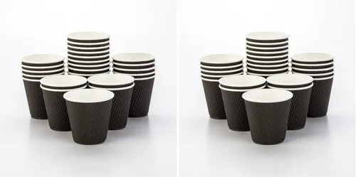Vista 40 de Tazas para café de papel aislado, pared ondulada, kraft, 12 onzas - Caja de 25 unidades - tapas a juego: RWA0360B, RWA0360W, RWA0328LG, RWA0328GR
