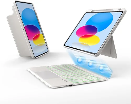 Vista 16 de EIP Funda con teclado Bluetooth para iPad de 10.2 pulgadas (7ª/8ª/9ª generación) y iPad Air de 10.5 pulgadas (3ª generación), funda magnética